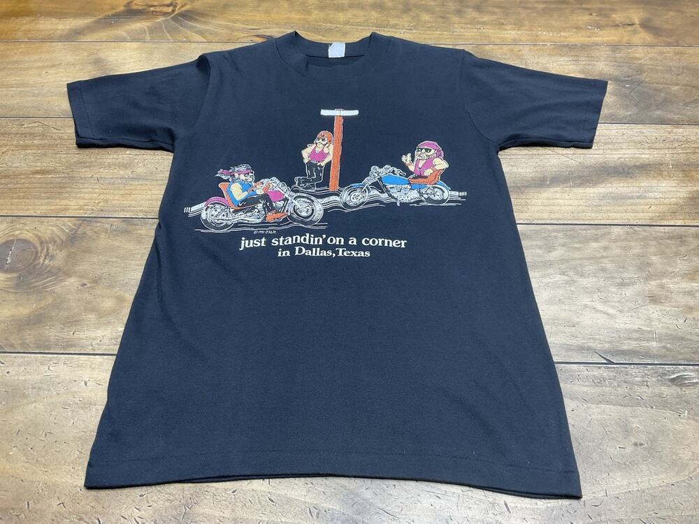 VINTAGE 1991 T-Shirt Mens Small Black Biker Graphic Single Stitch USA Made